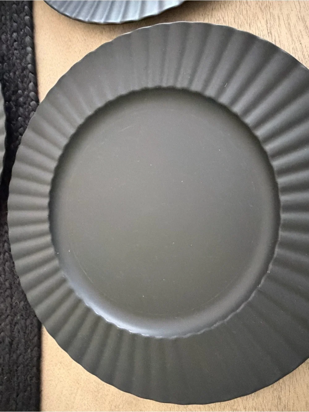 Hobby Lobby Matte Black Ribbed Charger Plates - Set of 6